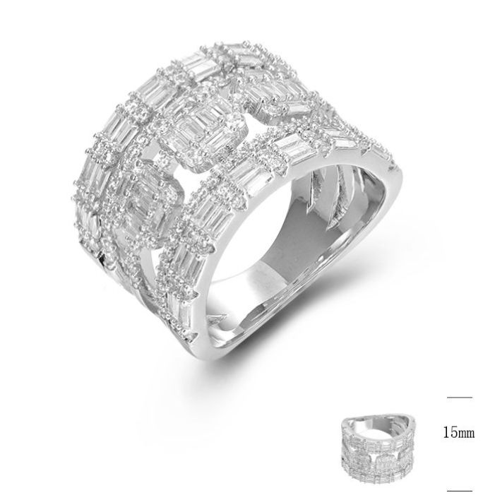 SJ45369, Ladies' Moissanite Ring, S925, Rhodium Plated, White, 8.933g