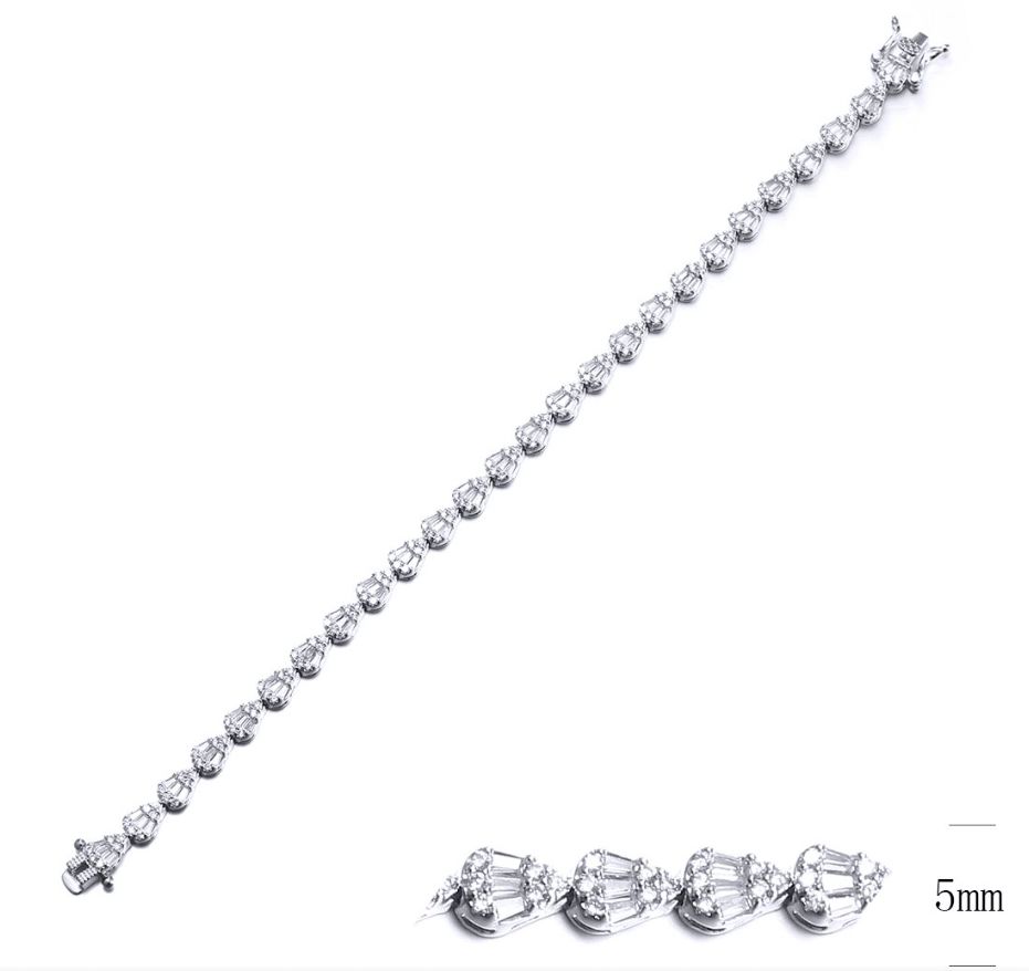SB09754, Ladies' Moissanite Bracelet, S925, Rhodium Plated, White, 10.63g