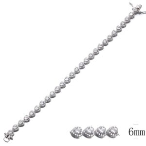 SB09150, Ladies' Moissanite Bracelet, S925, Rhodium Plated, White, 13.2g