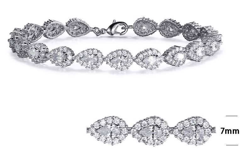SB06583, Ladies' Moissanite Bracelet, S925, Rhodium Plated, White, 11.38g