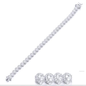 SB09724, Ladies' Moissanite Bracelet, S925, Rhodium Plated, White, 15.07g