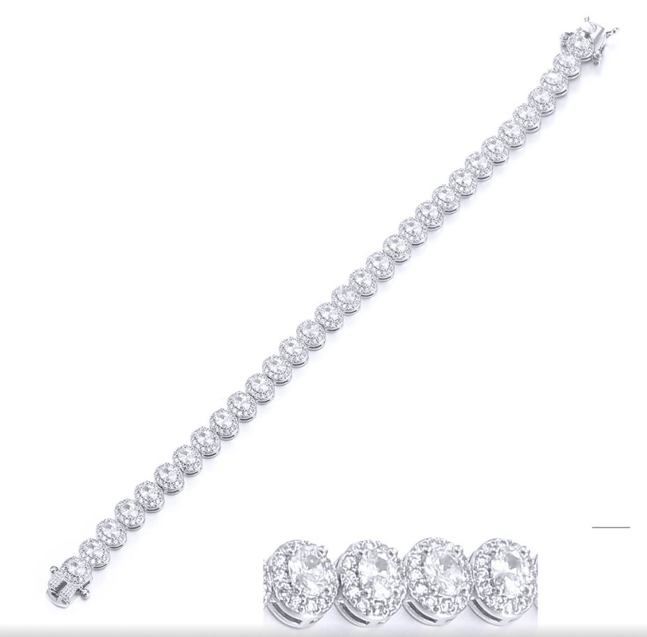 SB09724, Ladies' Moissanite Bracelet, S925, Rhodium Plated, White, 15.07g