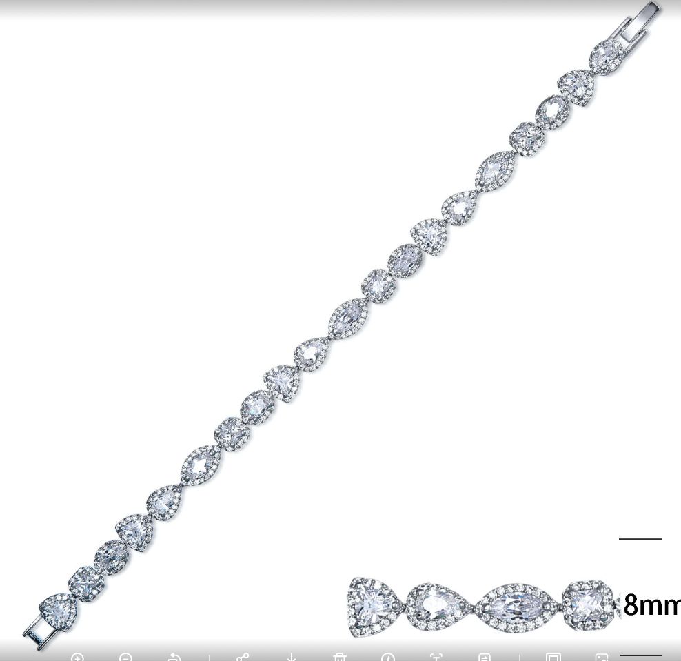 SB05263, Ladies' Moissanite Bracelet, S925, Rhodium Plated, White, 15.327g