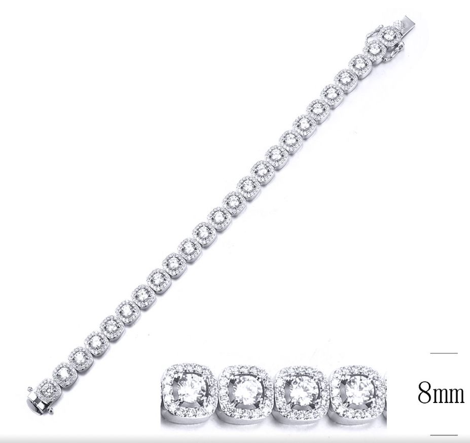 SB10794, Ladies' Moissanite Bracelet, S925, Rhodium Plated, White, 23.84g