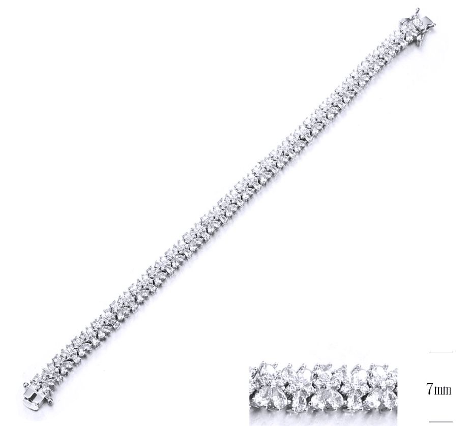 SB12181, Ladies' Moissanite Bracelet, S925, Rhodium Plated, White, 16.24g