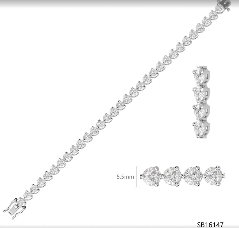 SB16147, Ladies' Moissanite Ring, S925, Rhodium Plated, White, 11.27g