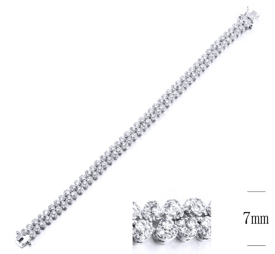 SB11330, Ladies' Moissanite Bracelet, S925, Rhodium Plated, White, 16.5g