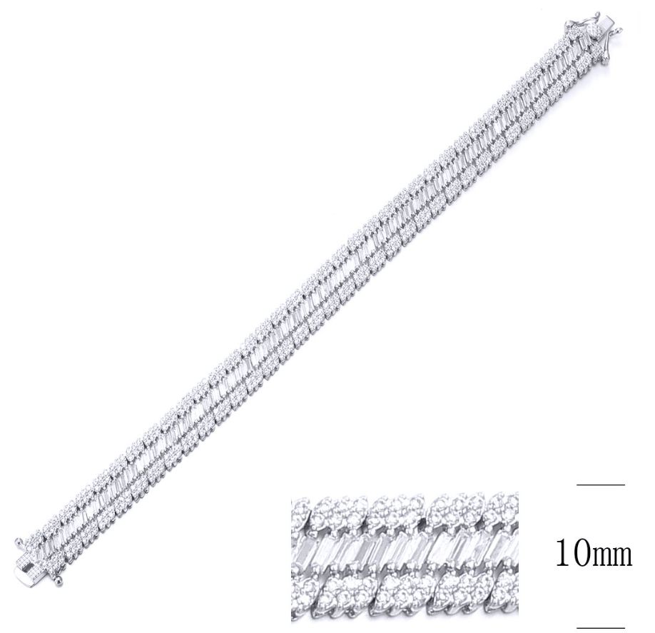 SB09732, Ladies' Moissanite Bracelet, S925, Rhodium Plated, White, 20.48g