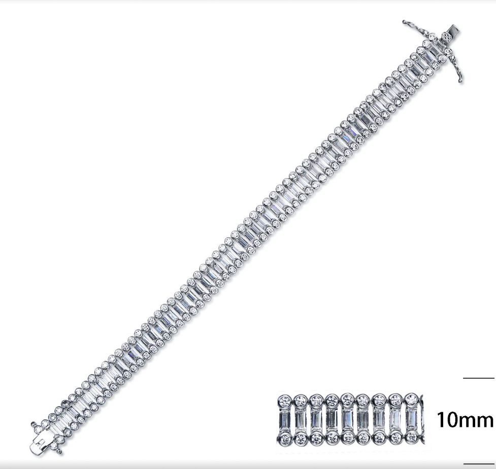 SB07185, Ladies' Moissanite Bracelet, S925, Rhodium Plated, White, 17.91g