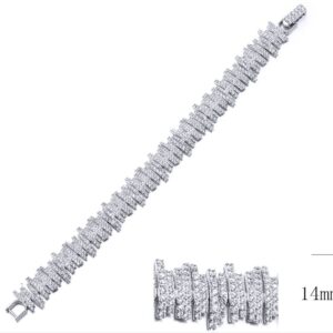 SB10170, Ladies' Moissanite Bracelet, S925, Rhodium Plated, White, 19.91g