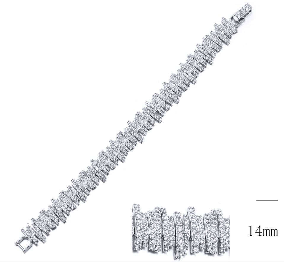 SB10170, Ladies' Moissanite Bracelet, S925, Rhodium Plated, White, 19.91g