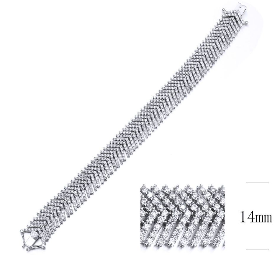 SB10515, Ladies' Moissanite Bracelet, S925, Rhodium Plated, White, 22.37g