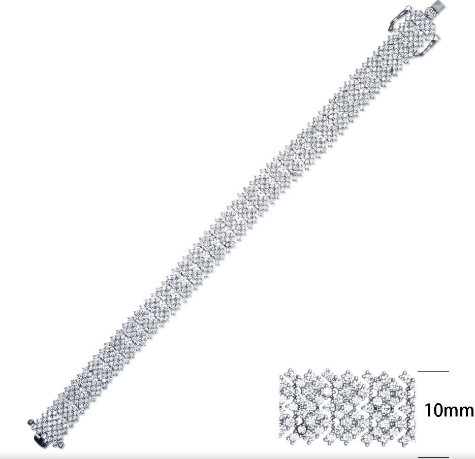 SB06839, Ladies' Moissanite Bracelet, S925, Rhodium Plated, White, 24.05g