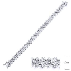 SB11034, Ladies' Moissanite Bracelet, S925, Rhodium Plated, White, 18.74g