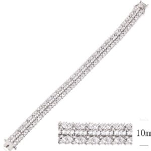 SB09845, Ladies' Moissanite Bracelet, S925, Rhodium Plated, White, 21.92g