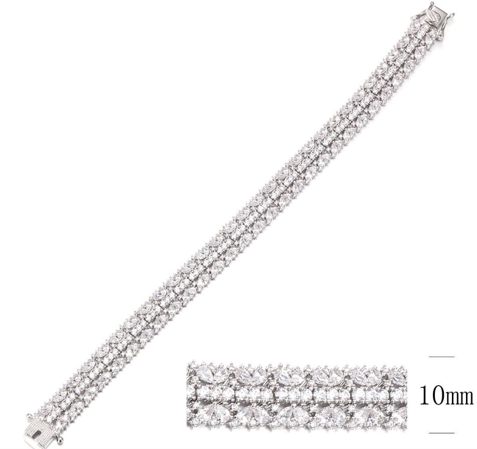 SB09845, Ladies' Moissanite Bracelet, S925, Rhodium Plated, White, 21.92g