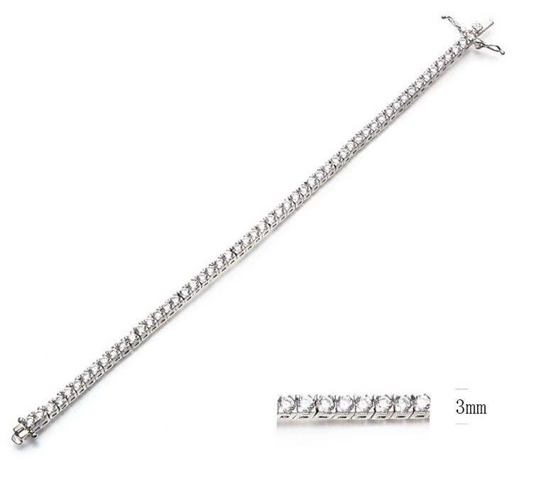 SB07482, Ladies' Moissanite Bracelet, S925, Rhodium Plated, White, 11.88g