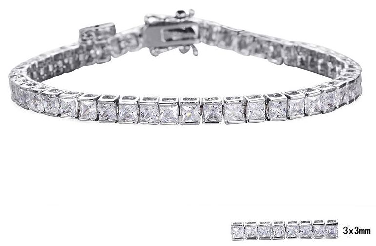 SB06366, Ladies' Moissanite Bracelet, S925, Rhodium Plated, White, 13.54g