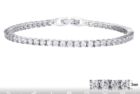 SB06700, Ladies' Moissanite Bracelet, S925, Rhodium Plated, White, 8.93g