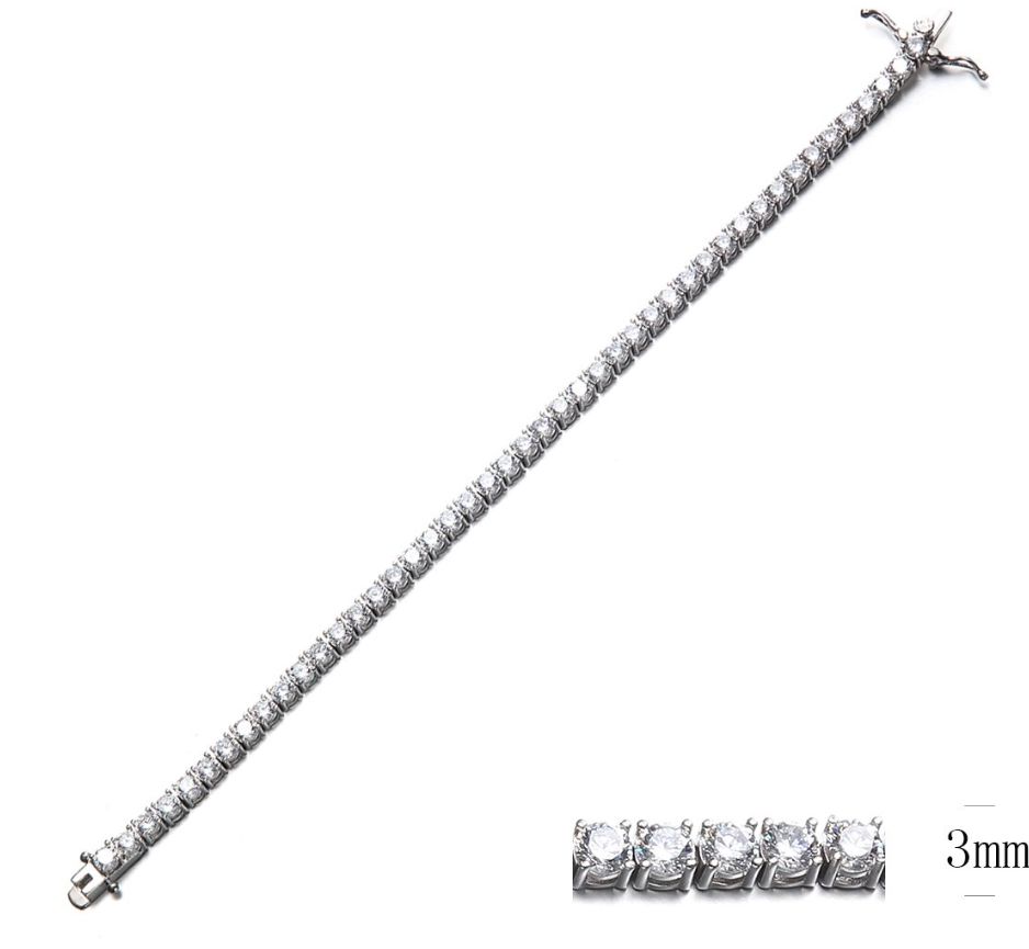 SB02120, Ladies' Moissanite Bracelet, S925, Rhodium Plated, White, 13.21g