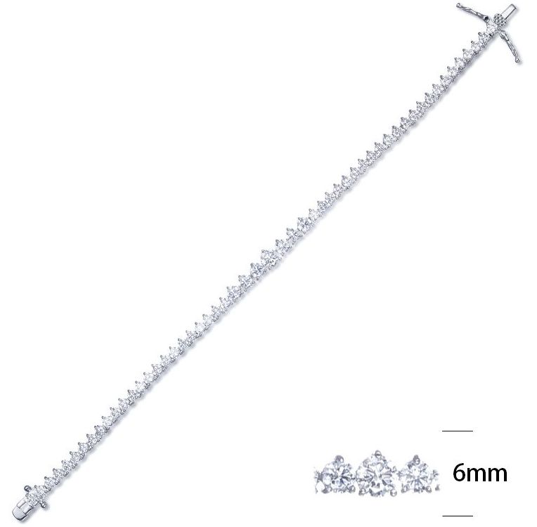 SB07664, Ladies' Moissanite Bracelet, S925, Rhodium Plated, White, 10.95g