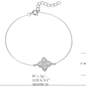 SB18700, Ladies' Moissanite Bracelet, S925, Rhodium Plated, White, 1.44g