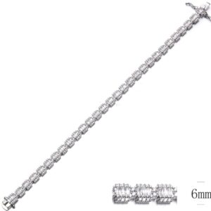 SB08907, Ladies' Moissanite Bracelet, S925, Rhodium Plated, White, 13.18g