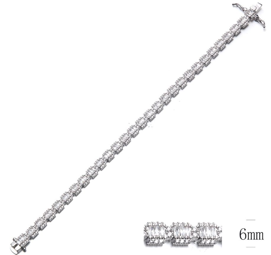 SB08907, Ladies' Moissanite Bracelet, S925, Rhodium Plated, White, 13.18g