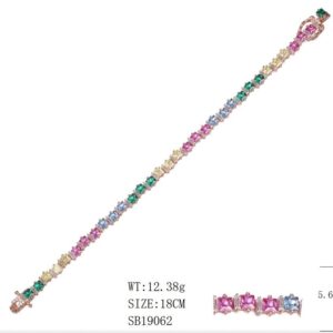 SB19062, Ladies' Moissanite Bracelet, S925, Rhodium Plated, White, 11.9g