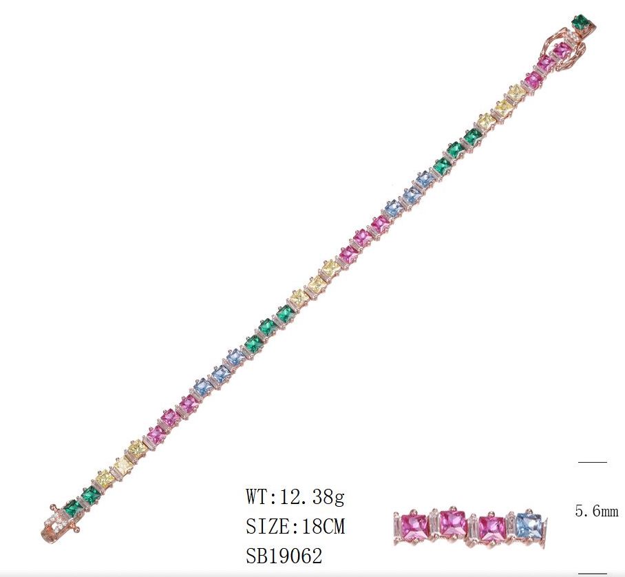 SB19062, Ladies' Moissanite Bracelet, S925, Rhodium Plated, White, 11.9g