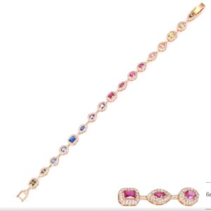 SB14708, Ladies' Moissanite Bracelet, S925, Rhodium Plated, White, 9.27g