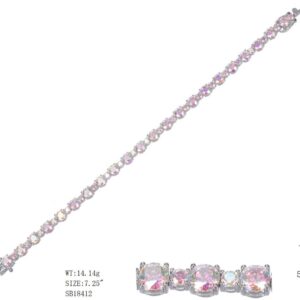 SB18412, Ladies' Moissanite Bracelet, S925, Rhodium Plated, White, 12.15g