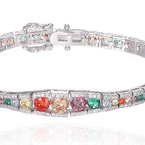 SB16966, Ladies' Moissanite Bracelet, S925, Rhodium Plated, White, 13.7g