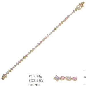 SB18952, Ladies' Moissanite Bracelet, S925, Rhodium Plated, White, 8.4g
