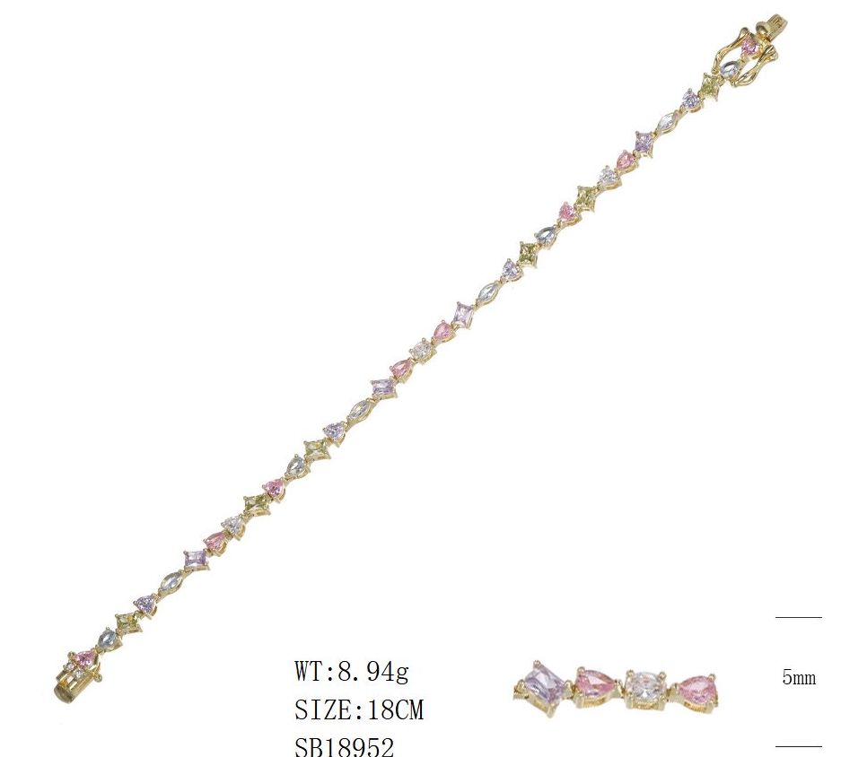 SB18952, Ladies' Moissanite Bracelet, S925, Rhodium Plated, White, 8.4g