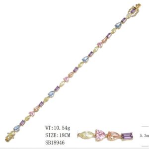 SB18946, Ladies' Moissanite Bracelet, S925, Rhodium Plated, White, 10g