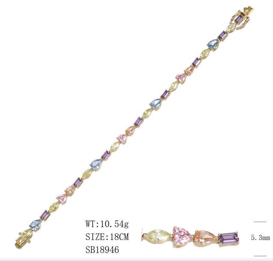 SB18946, Ladies' Moissanite Bracelet, S925, Rhodium Plated, White, 10g
