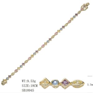 SB18945, Ladies' Moissanite Bracelet, S925, Rhodium Plated, White, 9.26g