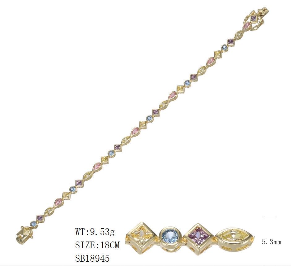 SB18945, Ladies' Moissanite Bracelet, S925, Rhodium Plated, White, 9.26g