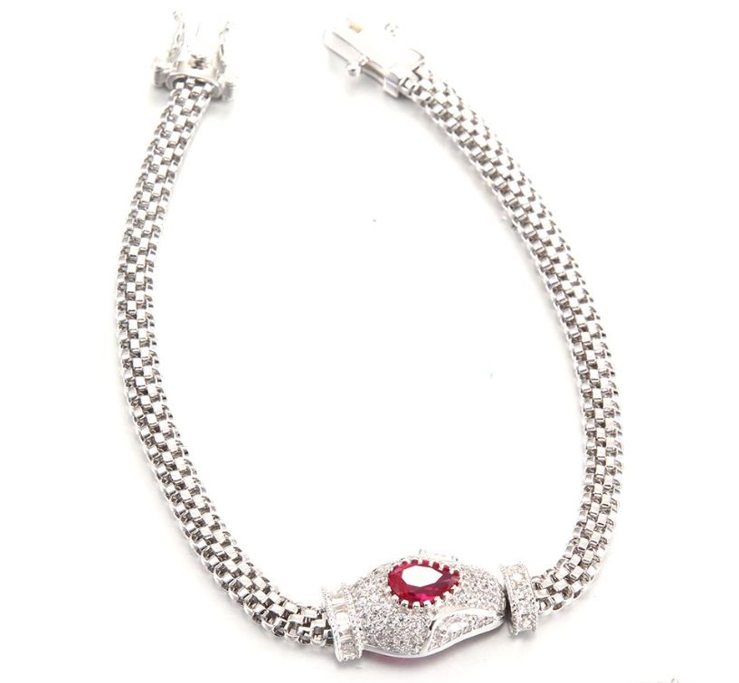 SB12773, Ladies' Moissanite Bracelet, S925, Rhodium Plated, White, 6.99g