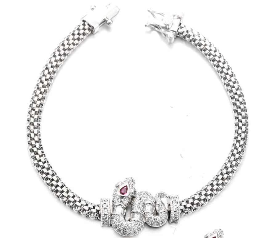 SB12772, Ladies' Moissanite Bracelet, S925, Rhodium Plated, White, 7.56g