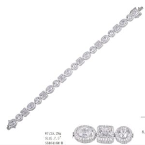SB18416, Ladies' Moissanite Bracelet, S925, Rhodium Plated, White, 23.79g