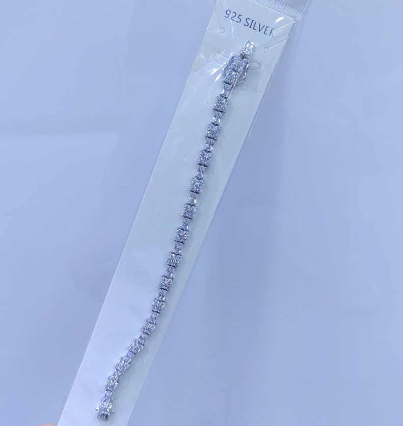 SB06395, Ladies' Moissanite Bracelet, S925, Rhodium Plated, White, 13.48g