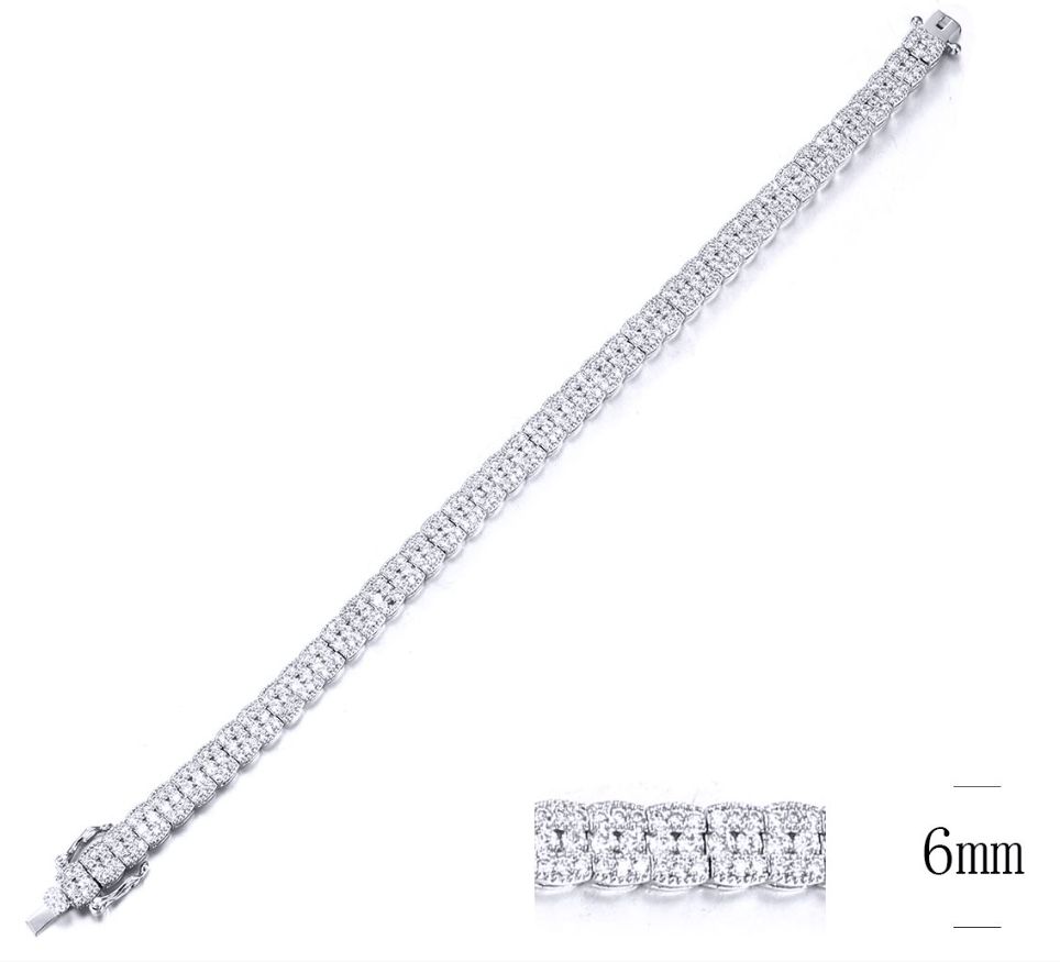 SB10598, Ladies' Moissanite Bracelet, S925, Rhodium Plated, White, 16.06g
