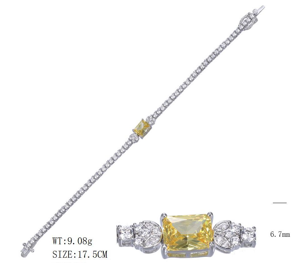 SB19050, Ladies' Moissanite Bracelet, S925, Rhodium Plated, White, 9.9g