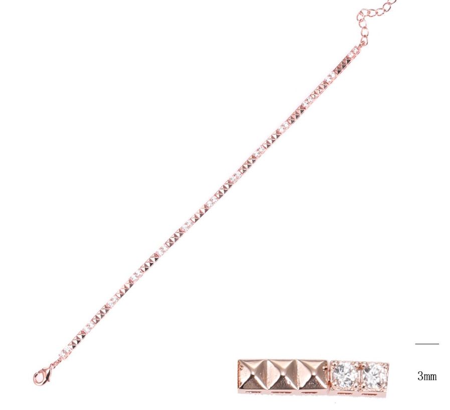 SB14884, Ladies' Moissanite Bracelet, S925, Rhodium Plated, White, 7.667g