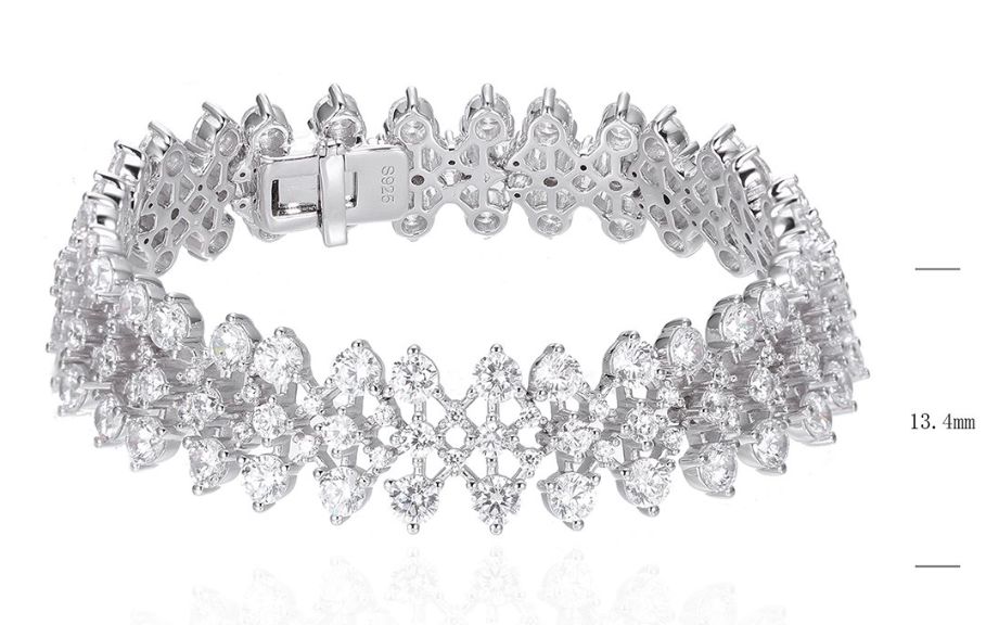 SB00712, Ladies' Moissanite Bracelet, S925, Rhodium Plated, White, 31g