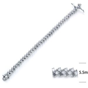 SB02864, Ladies' Moissanite Bracelet, S925, Rhodium Plated, White, 15.167g