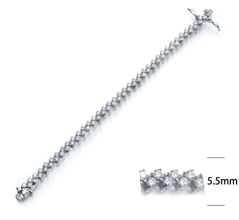 SB02864, Ladies' Moissanite Bracelet, S925, Rhodium Plated, White, 15.167g