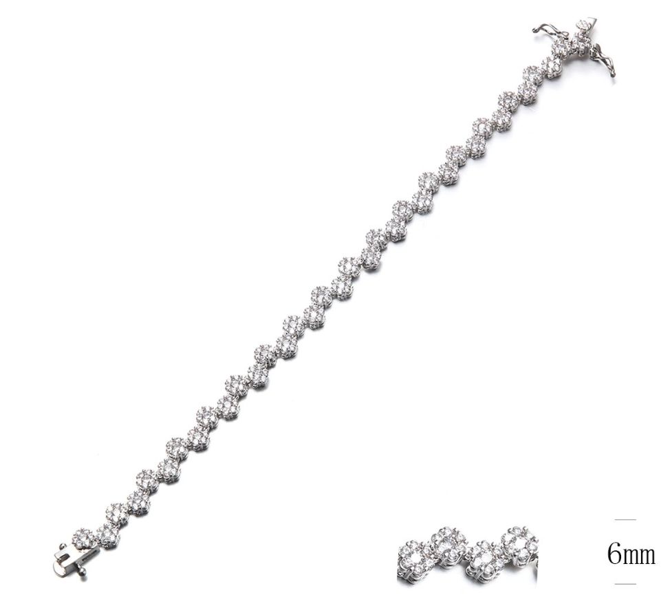 SB09089, Ladies' Moissanite Bracelet, S925, Rhodium Plated, White, 10.025g